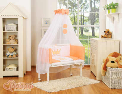 Komplet pościeli 6cz do przystawki FABIO- Little Prince/Princess brzoskwiniowa