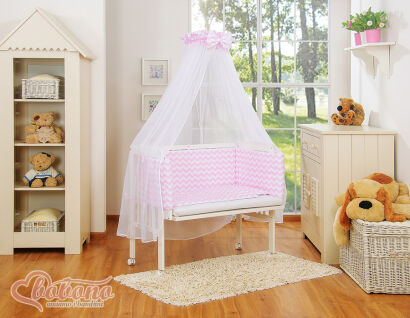Komplet pościeli 6cz do przystawki FABIO- Basic chevron różowy