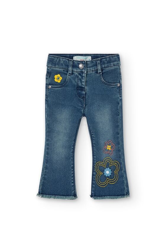 BOBOLI 205029-BLUE  Dziewczęce spodnie kwiat 