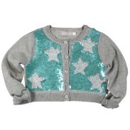BOBOLI 729503 Dziewczęcy sweter rozpinany w gwiazdy szary