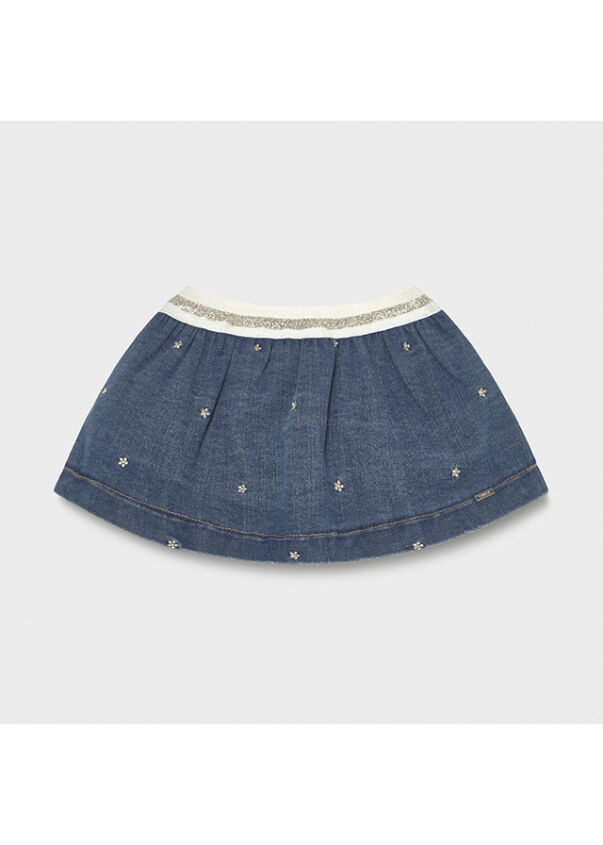 MAYORAL 1953-005 Spódnica jeans z haftem dla dziewczynki 