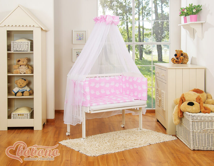Komplet pościeli 6cz do przystawki FABIO- Basic sówki różowe