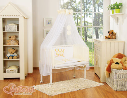Komplet pościeli 6cz do przystawki FABIO- Little Prince/Princess kremowa